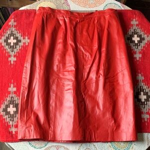 Vibrant Red Leather Skirt